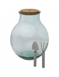 Tier recycled glass terrarium with gardening set 2