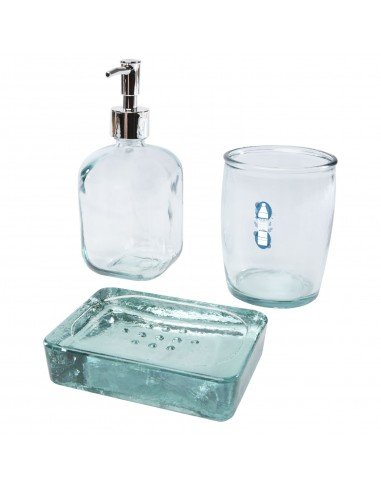 Jabony 3-piece recycled glass bathroom set