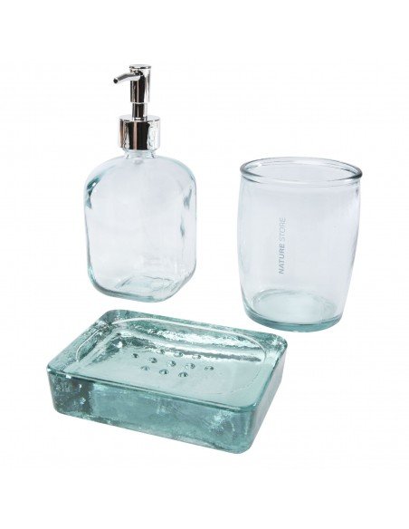 Jabony 3-piece recycled glass bathroom set