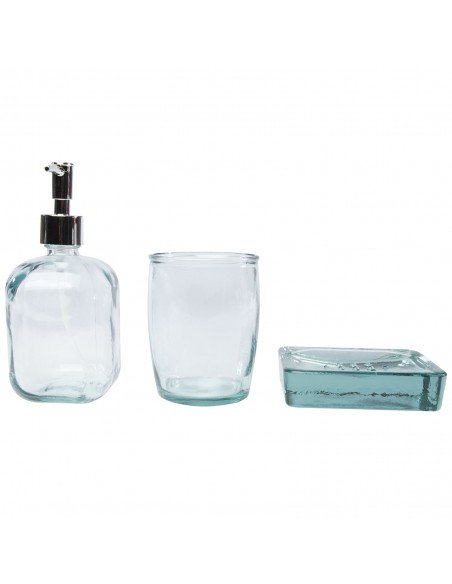 Jabony 3-piece recycled glass bathroom set