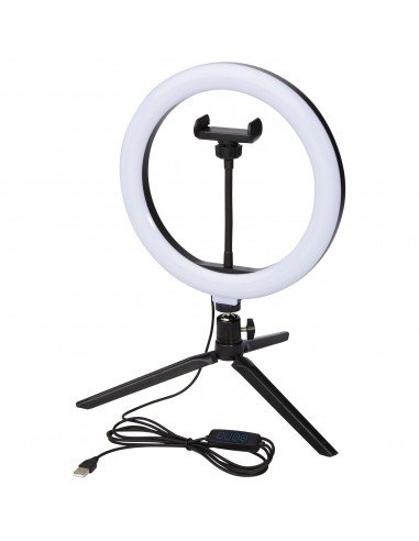 Studio ring light with phone holder and tripod