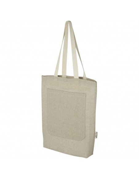 Pheebs 150 g/m² recycled cotton tote bag with front pocket 9L