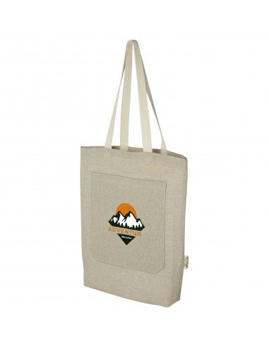 Pheebs 150 g/m² recycled cotton tote bag with front pocket 9L