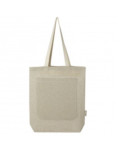 Pheebs 150 g/m² recycled cotton tote bag with front pocket 9L
