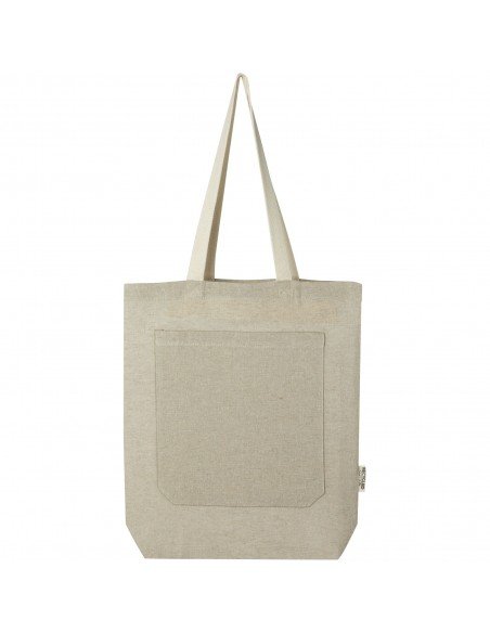 Pheebs 150 g/m² recycled cotton tote bag with front pocket 9L