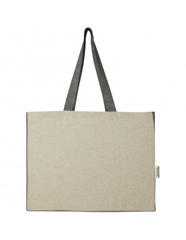 Pheebs 190 g/m² recycled cotton gusset tote bag with contrast sides 18L