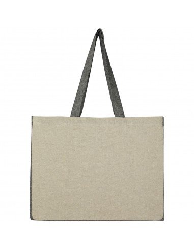 Pheebs 190 g/m² recycled cotton gusset tote bag with contrast sides 18L