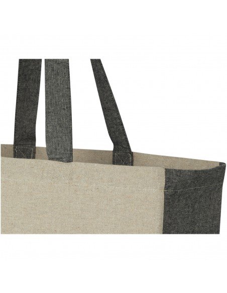Pheebs 190 g/m² recycled cotton gusset tote bag with contrast sides 18L