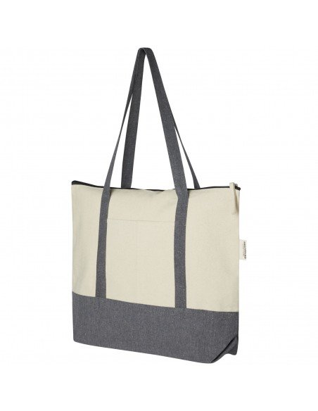 Repose 320 g/m² recycled cotton zippered tote bag 10L