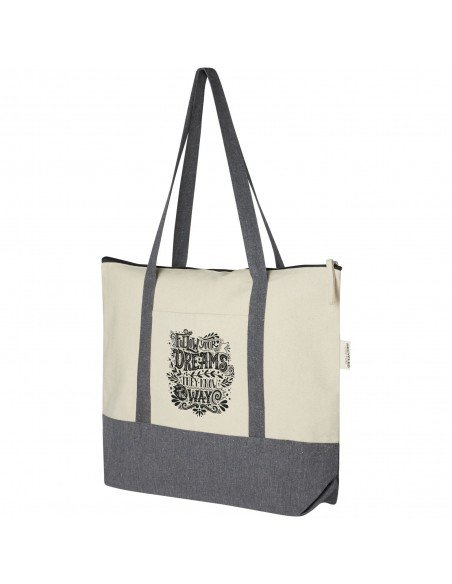 Repose 320 g/m² recycled cotton zippered tote bag 10L