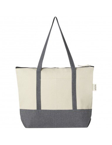 Repose 320 g/m² recycled cotton zippered tote bag 10L