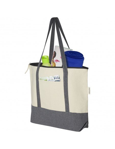 Repose 320 g/m² recycled cotton zippered tote bag 10L