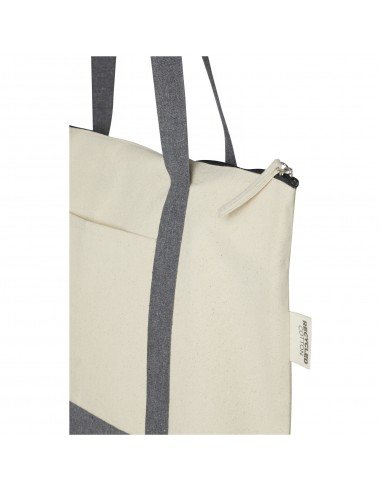 Repose 320 g/m² recycled cotton zippered tote bag 10L