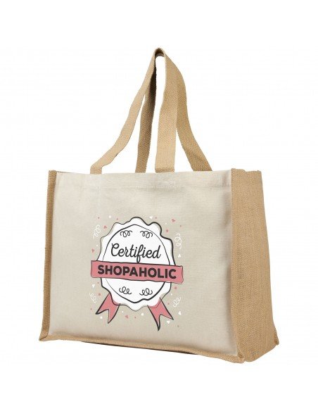 Varai 320 g/m² canvas and jute shopping tote bag