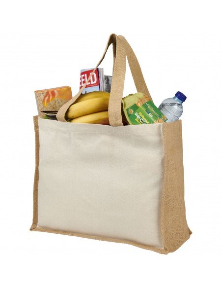 Varai 320 g/m² canvas and jute shopping tote bag