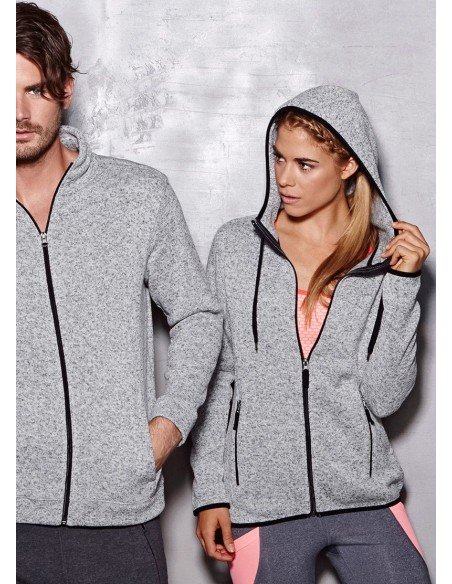 Moteriški megzto fliso džemperiai su užtrauktuku ir gobtuvu