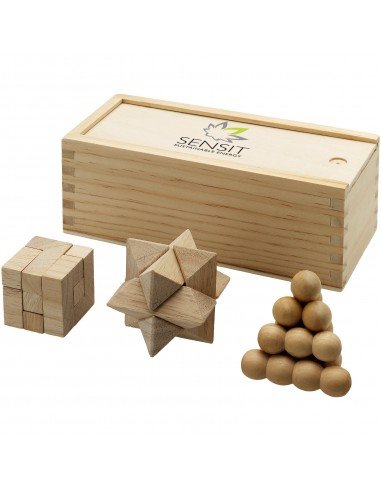 Brainiac 3-piece wooden brain teaser set