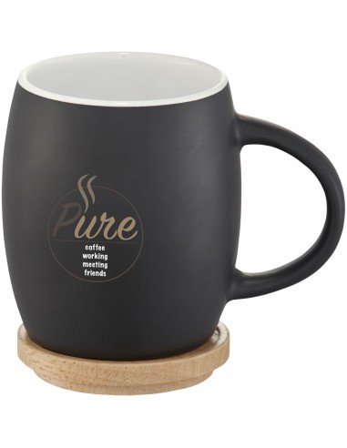 Hearth 400 ml ceramic mug with wooden...