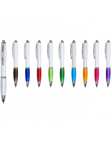 Curvy ballpoint pen with white barrel