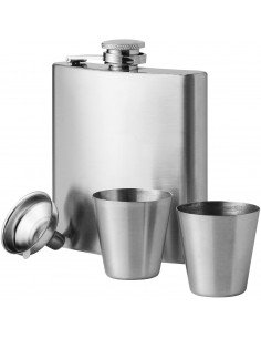 Texas 175 ml hip flask with two shot tumblers