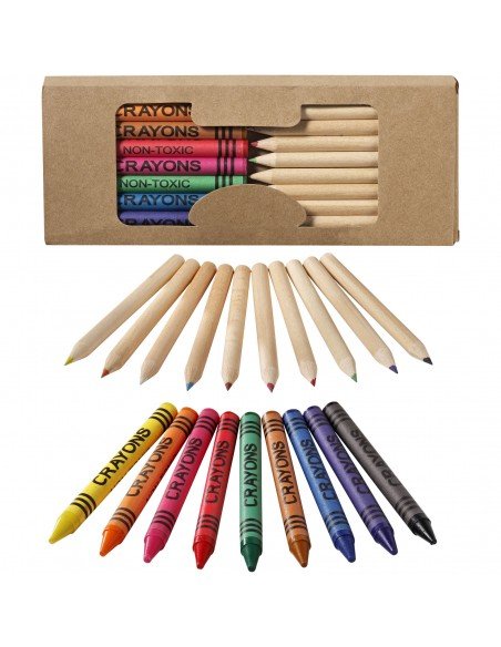 Lucky 19-piece coloured pencil and crayon set