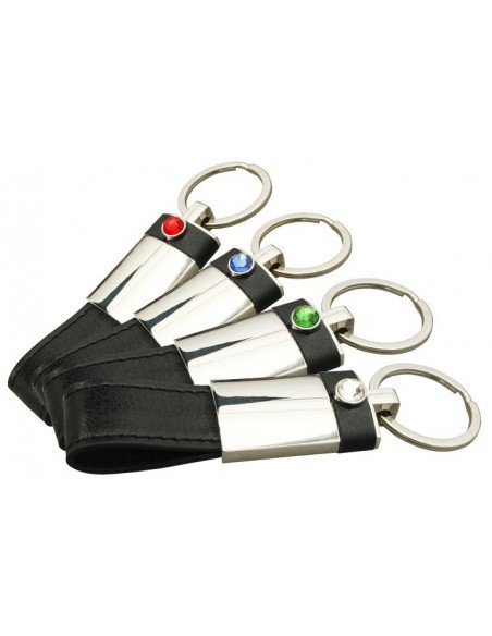 Natūralios odos raktų pakabukas su Swarovski kristalu