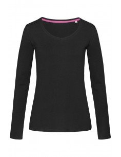 Moteriški marškinėliai ilgomis rankovėmis V formos kaklu 2