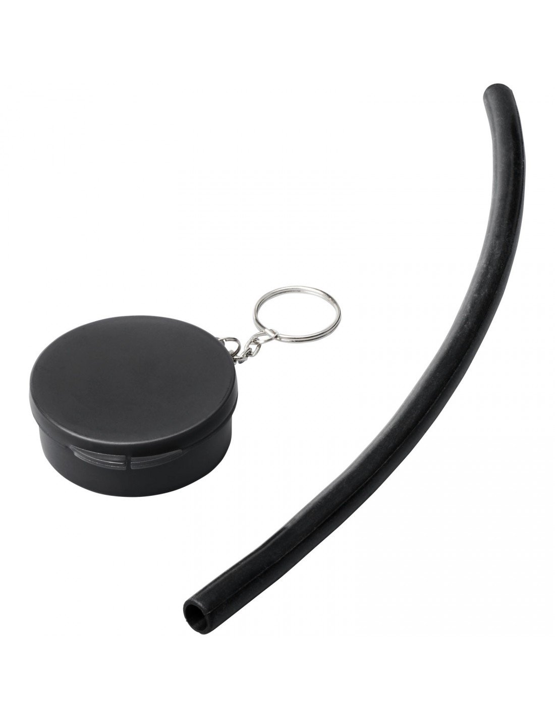 Rhine reusable silicone straw keychain Spalva Juoda