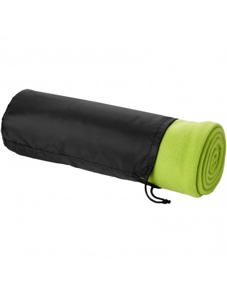 Huggy fleece plaid blanket with carry pouch