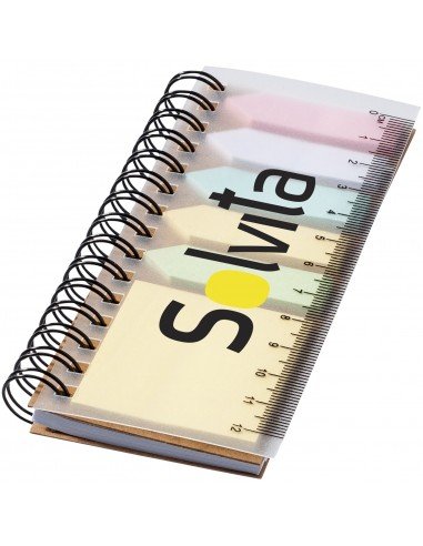 Spinner spiral notebook with coloured sticky notes