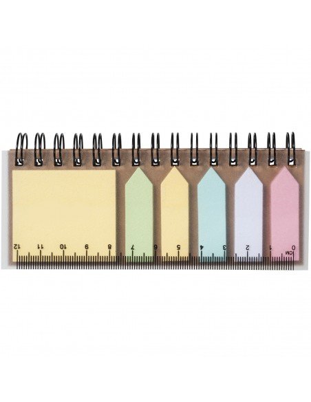 Spinner spiral notebook with coloured sticky notes
