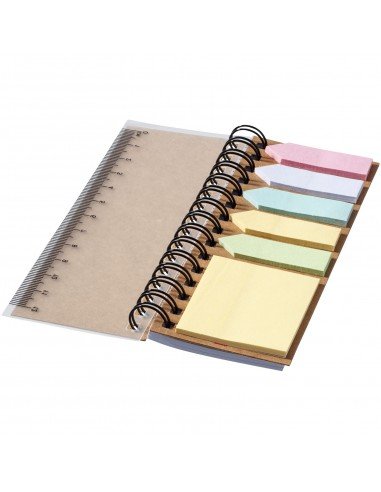 Spinner spiral notebook with coloured sticky notes