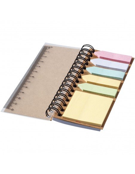 Spinner spiral notebook with coloured sticky notes