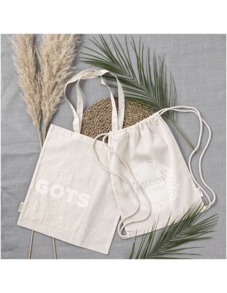 Orissa 100 g/m² GOTS organic cotton drawstring backpack