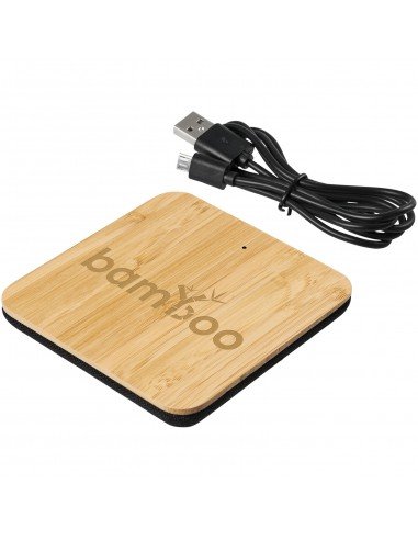 Leaf bamboo and fabric wireless charging pad