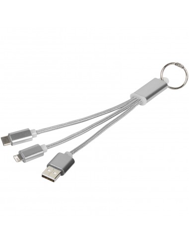 Metal 3-in-1 charging cable with keychain