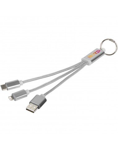 Metal 3-in-1 charging cable with keychain