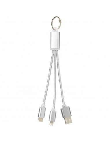 Metal 3-in-1 charging cable with keychain