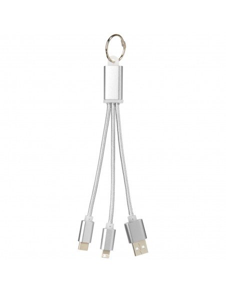 Metal 3-in-1 charging cable with keychain