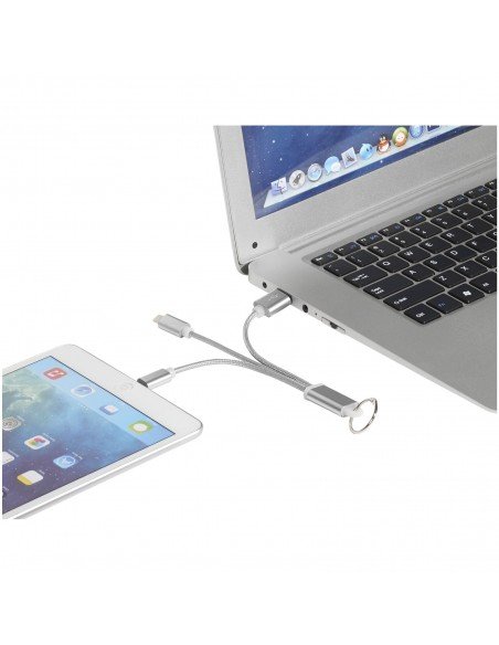 Metal 3-in-1 charging cable with keychain