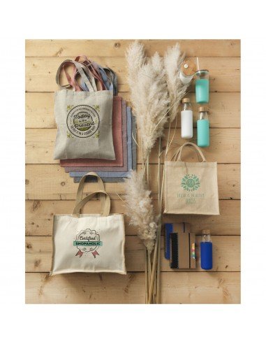 Varai 320 g/m² canvas and jute shopping tote bag