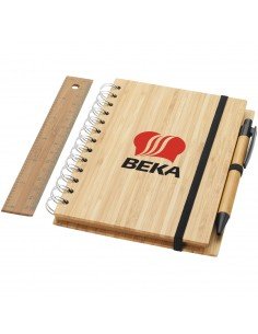 Franklin B6 bamboo notebook with pen and ruler 2