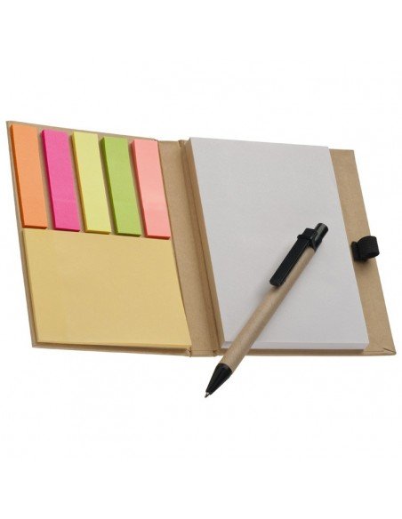 Bloknotas su lipniais lapeliais ir rašikliu