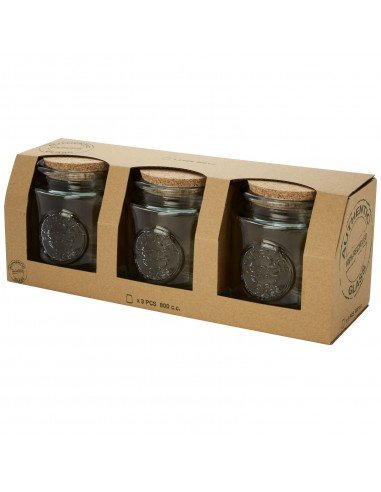 Aire 800 ml 3-piece recycled glass jar set Aire 800 ml 3-piece recycled glass jar set
