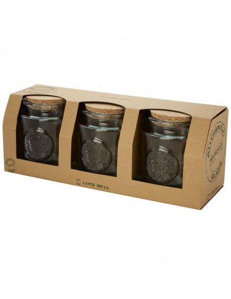 Aire 800 ml 3-piece recycled glass jar set Aire 800 ml 3-piece recycled glass jar set