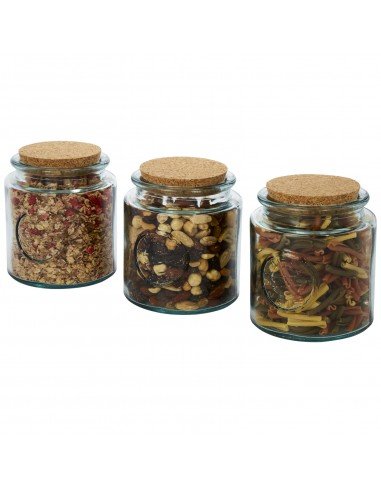 Aire 800 ml 3-piece recycled glass jar set Aire 800 ml 3-piece recycled glass jar set