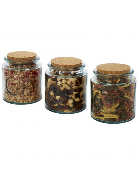 Aire 800 ml 3-piece recycled glass jar set Aire 800 ml 3-piece recycled glass jar set