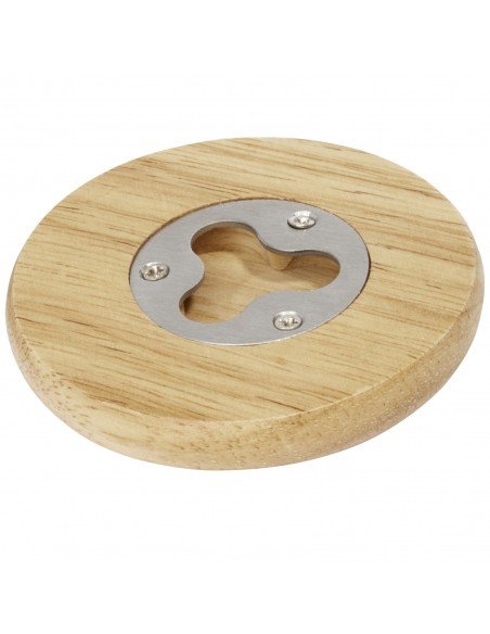 Scoll wooden coaster with bottle opener