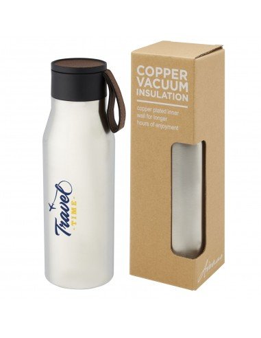 Ljungan 500 ml copper vacuum insulated stainless steel bottle with PU leather strap and lid Ljungan 500 ml copper vacuum insulated stainless steel bottle with PU leather strap and lid