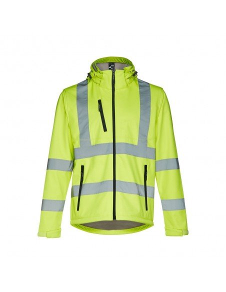 THC ZAGREB WORK. High-visibility softshell jacket for men, with removable hood